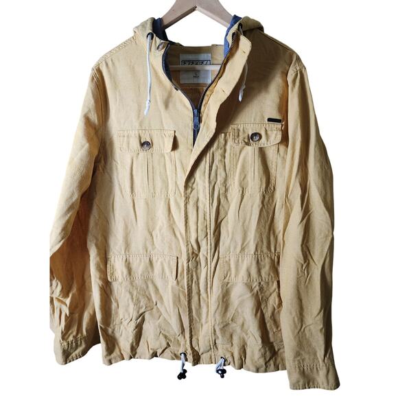 EZEKIEL Mustard Yellow Cotton Active Skater Snap Zip Street Hooded Jacket SZ L - Picture 1 of 10